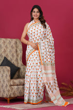 Load image into Gallery viewer, Mulmul Cotton Saree with Hand Block Print - Shivanya Handicrafts Women's Traditional Indian Wear