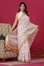 Load image into Gallery viewer, Mulmul Cotton Saree with Hand Block Print - Shivanya Handicrafts Women's Traditional Indian Wear