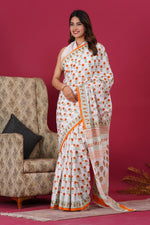 Load image into Gallery viewer, Mulmul Cotton Saree with Hand Block Print - Shivanya Handicrafts Women's Traditional Indian Wear
