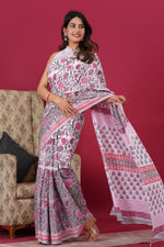 Load image into Gallery viewer, Mulmul Cotton Saree with Hand Block Print - Shivanya Handicrafts Women's Traditional Indian Wear