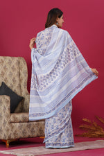 Load image into Gallery viewer, Mulmul Cotton Saree with Hand Block Print - Shivanya Handicrafts Women's Traditional Indian Wear