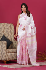 Load image into Gallery viewer, Mulmul Cotton Saree with Hand Block Print - Shivanya Handicrafts Women's Traditional Indian Wear