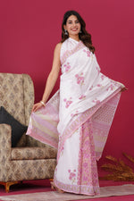 Load image into Gallery viewer, Mulmul Cotton Saree with Hand Block Print - Shivanya Handicrafts Women's Traditional Indian Wear