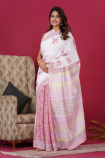 Load image into Gallery viewer, Mulmul Cotton Saree with Hand Block Print - Shivanya Handicrafts Women's Traditional Indian Wear