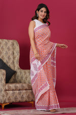 Load image into Gallery viewer, Mulmul Cotton Saree with Hand Block Print - Shivanya Handicrafts Women's Traditional Indian Wear