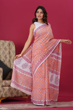 Load image into Gallery viewer, Mulmul Cotton Saree with Hand Block Print - Shivanya Handicrafts Women's Traditional Indian Wear