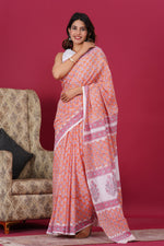 Load image into Gallery viewer, Mulmul Cotton Saree with Hand Block Print - Shivanya Handicrafts Women's Traditional Indian Wear