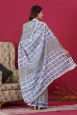 Load image into Gallery viewer, Mulmul Cotton Saree with Hand Block Print - Shivanya Handicrafts Women's Traditional Indian Wear