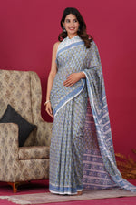Load image into Gallery viewer, Mulmul Cotton Saree with Hand Block Print - Shivanya Handicrafts Women's Traditional Indian Wear