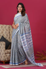Load image into Gallery viewer, Mulmul Cotton Saree with Hand Block Print - Shivanya Handicrafts Women's Traditional Indian Wear