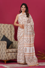 Load image into Gallery viewer, Mulmul Cotton Saree with Hand Block Print - Shivanya Handicrafts Women's Traditional Indian Wear