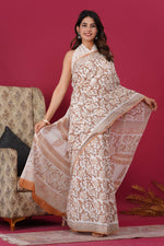 Load image into Gallery viewer, Mulmul Cotton Saree with Hand Block Print - Shivanya Handicrafts Women's Traditional Indian Wear