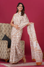 Load image into Gallery viewer, Mulmul Cotton Saree with Hand Block Print - Shivanya Handicrafts Women's Traditional Indian Wear