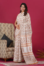 Load image into Gallery viewer, Mulmul Cotton Saree with Hand Block Print - Shivanya Handicrafts Women's Traditional Indian Wear