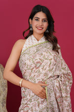 Load image into Gallery viewer, Mulmul Cotton Saree with Hand Block Print - Shivanya Handicrafts Women's Traditional Indian Wear