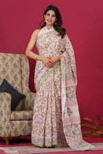 Load image into Gallery viewer, Mulmul Cotton Saree with Hand Block Print - Shivanya Handicrafts Women's Traditional Indian Wear