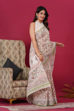 Load image into Gallery viewer, Mulmul Cotton Saree with Hand Block Print - Shivanya Handicrafts Women's Traditional Indian Wear