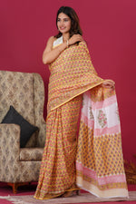 Load image into Gallery viewer, Mulmul Cotton Saree with Hand Block Print - Shivanya Handicrafts Women's Traditional Indian Wear