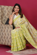 Load image into Gallery viewer, Mulmul Cotton Saree with Hand Block Print - Shivanya Handicrafts Women's Traditional Indian Wear