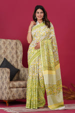 Load image into Gallery viewer, Mulmul Cotton Saree with Hand Block Print - Shivanya Handicrafts Women's Traditional Indian Wear
