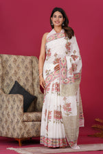 Load image into Gallery viewer, Mulmul Cotton Saree with Hand Block Print - Shivanya Handicrafts Women's Traditional Indian Wear