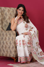 Load image into Gallery viewer, Mulmul Cotton Saree with Hand Block Print - Shivanya Handicrafts Women's Traditional Indian Wear