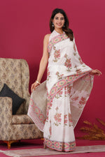 Load image into Gallery viewer, Mulmul Cotton Saree with Hand Block Print - Shivanya Handicrafts Women's Traditional Indian Wear