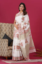 Load image into Gallery viewer, Mulmul Cotton Saree with Hand Block Print - Shivanya Handicrafts Women's Traditional Indian Wear