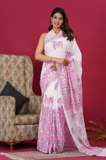 Load image into Gallery viewer, Mulmul Cotton Saree with Hand Block Print - Shivanya Handicrafts Women's Traditional Indian Wear