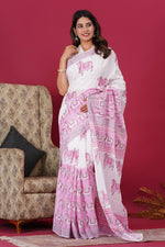 Load image into Gallery viewer, Mulmul Cotton Saree with Hand Block Print - Shivanya Handicrafts Women's Traditional Indian Wear