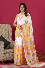 Load image into Gallery viewer, Mulmul Cotton Saree with Hand Block Print - Shivanya Handicrafts Women's Traditional Indian Wear