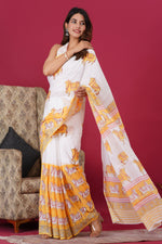 Load image into Gallery viewer, Mulmul Cotton Saree with Hand Block Print - Shivanya Handicrafts Women's Traditional Indian Wear