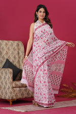 Load image into Gallery viewer, Mulmul Cotton Saree with Hand Block Print - Shivanya Handicrafts Women's Traditional Indian Wear