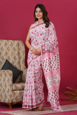 Load image into Gallery viewer, Mulmul Cotton Saree with Hand Block Print - Shivanya Handicrafts Women's Traditional Indian Wear