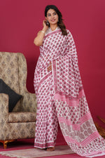 Load image into Gallery viewer, Mulmul Cotton Saree with Hand Block Print - Shivanya Handicrafts Women's Traditional Indian Wear