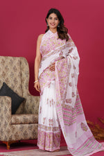 Load image into Gallery viewer, Mulmul Cotton Saree with Hand Block Print - Shivanya Handicrafts Women's Traditional Indian Wear