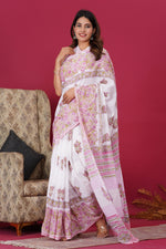 Load image into Gallery viewer, Mulmul Cotton Saree with Hand Block Print - Shivanya Handicrafts Women's Traditional Indian Wear