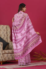 Load image into Gallery viewer, Mulmul Cotton Saree with Hand Block Print - Shivanya Handicrafts Women's Traditional Indian Wear