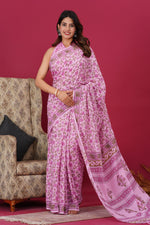Load image into Gallery viewer, Mulmul Cotton Saree with Hand Block Print - Shivanya Handicrafts Women's Traditional Indian Wear