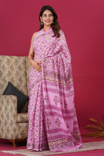 Load image into Gallery viewer, Mulmul Cotton Saree with Hand Block Print - Shivanya Handicrafts Women's Traditional Indian Wear