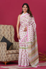 Load image into Gallery viewer, Mulmul Cotton Saree with Hand Block Print - Shivanya Handicrafts Women's Traditional Indian Wear