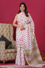 Load image into Gallery viewer, Mulmul Cotton Saree with Hand Block Print - Shivanya Handicrafts Women's Traditional Indian Wear