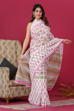 Load image into Gallery viewer, Mulmul Cotton Saree with Hand Block Print - Shivanya Handicrafts Women's Traditional Indian Wear
