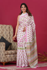 Load image into Gallery viewer, Mulmul Cotton Saree with Hand Block Print - Shivanya Handicrafts Women's Traditional Indian Wear