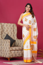 Load image into Gallery viewer, Mulmul Cotton Saree with Hand Block Print - Shivanya Handicrafts Women's Traditional Indian Wear
