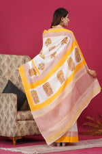 Load image into Gallery viewer, Mulmul Cotton Saree with Hand Block Print - Shivanya Handicrafts Women's Traditional Indian Wear