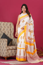 Load image into Gallery viewer, Mulmul Cotton Saree with Hand Block Print - Shivanya Handicrafts Women's Traditional Indian Wear