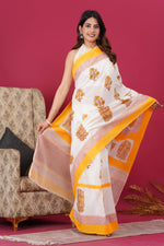 Load image into Gallery viewer, Mulmul Cotton Saree with Hand Block Print - Shivanya Handicrafts Women's Traditional Indian Wear
