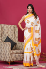 Load image into Gallery viewer, Mulmul Cotton Saree with Hand Block Print - Shivanya Handicrafts Women's Traditional Indian Wear