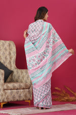 Load image into Gallery viewer, Mulmul Cotton Saree with Hand Block Print - Shivanya Handicrafts Women's Traditional Indian Wear